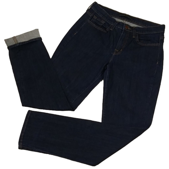 J Brand Denim - J Brand For Theory Georgia Philosophy Blue Raw Dark Wash Mid Rise Ankle Jean